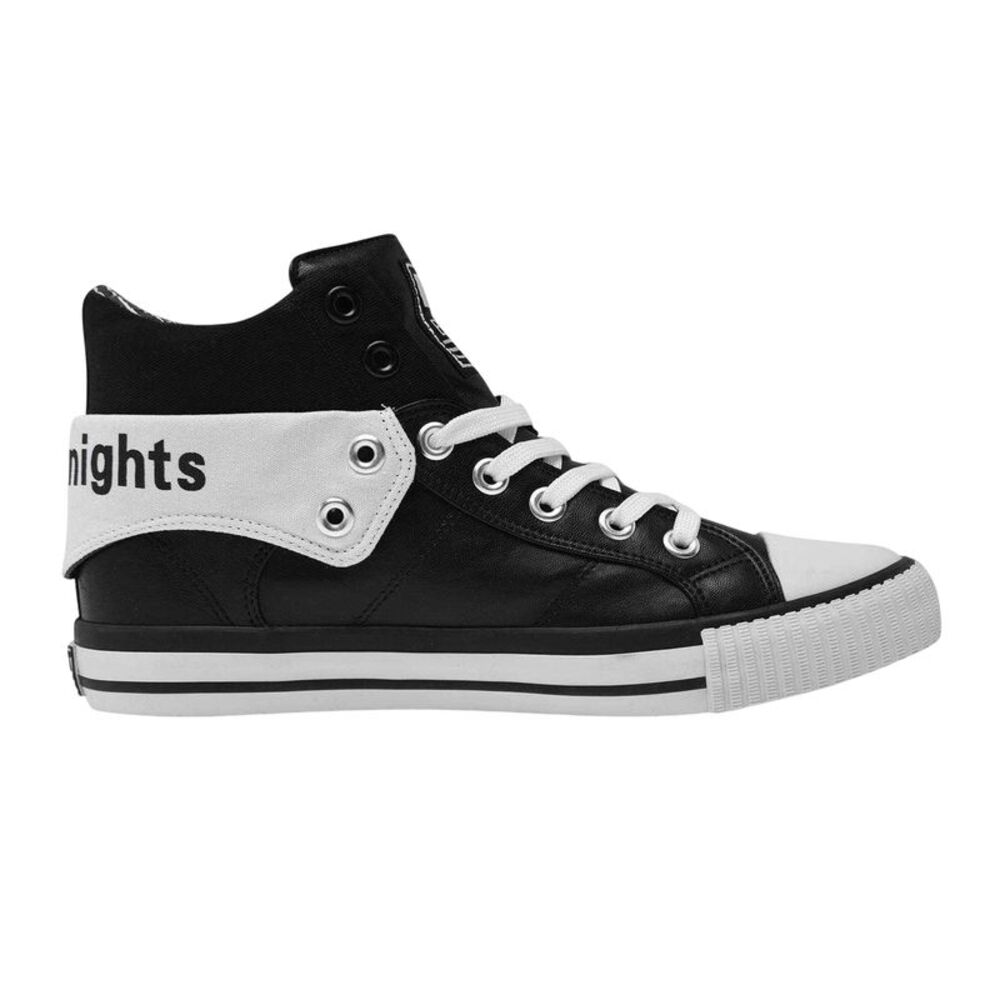 British Knights Mens Roco Folded Collar High Top Trainers / Black/White